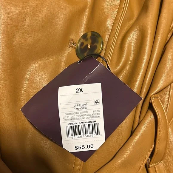 NWT! Ava & Viv faux leather belted trench coat - Picture 7 of 7